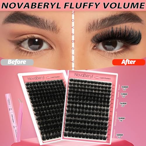Fluffy 200D Lash Clusters Kit 10-18mm with Bond & Seal