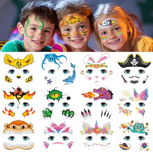 Face Tattoos for Kids - 24 Sheets Party Pack