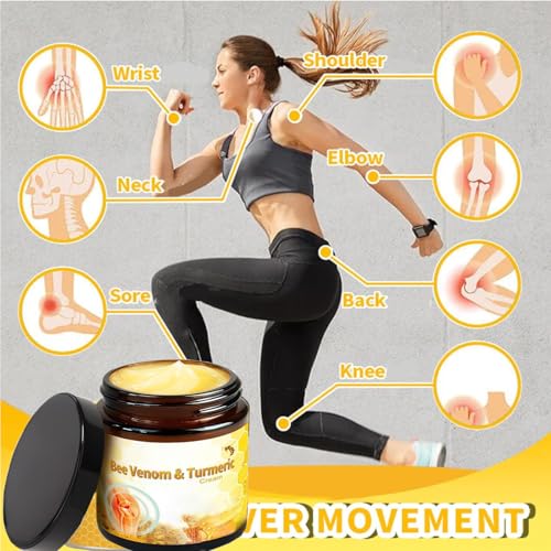 Bee Venom Turmeric Joint Cream, Professional Bee Venom Joint Gel, Bee Venom Joint and Bone Cream for Back, Knee, Hands, Neck, Feet -60ML (2PCS)