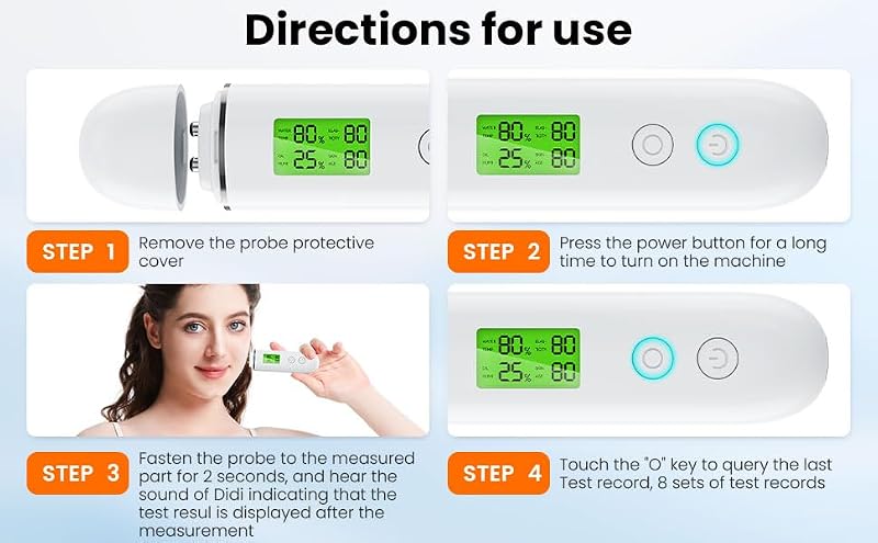Skin Moisture Tester with UV Detection & LCD Display