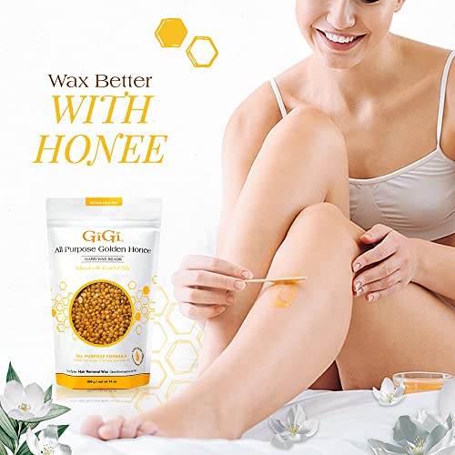 GiGi Hard Wax Beads, Golden Honee All Purpose Hair Removal Wax, no strip needed, 14 oz