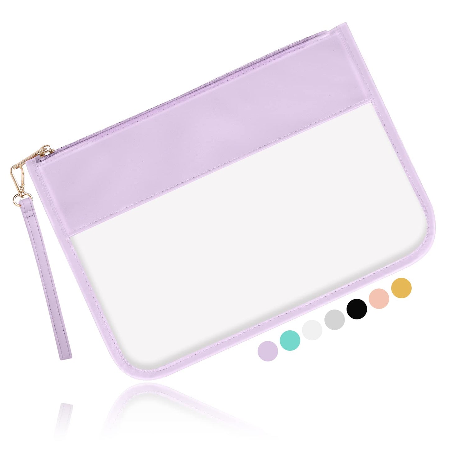 Iqimott Clear Zipper Pouch, DIY Clear Makeup Cosmetic Bag Purse for Women Girls, Chenille Letter Travel Toiletry Bag(Purple)