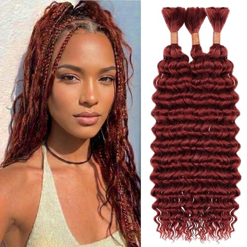 32 Inch Deep Wave Human Braiding Hair 3 Bundles Curly
