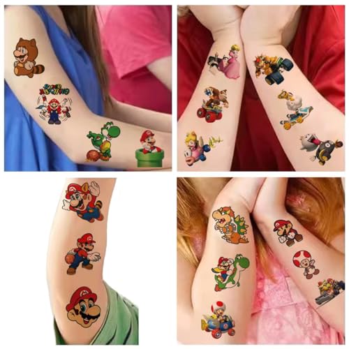 40-Pack Mario Temporary Tattoos for Kids Party Favors
