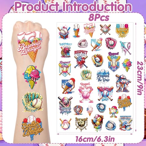 Baseball Temporary Tattoos - 200+ Sheets Sports Party Favors