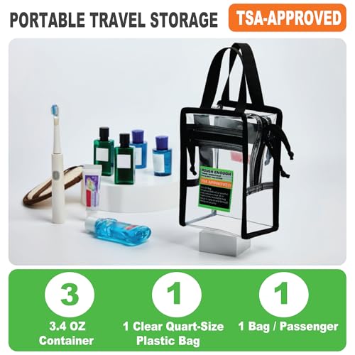 Rough Enough Clear TSA Approved Toiletry Bag Portable Travel Makeup Case with Handles Zipper Transparent Toiletries and Cosmetic Organizer Storage