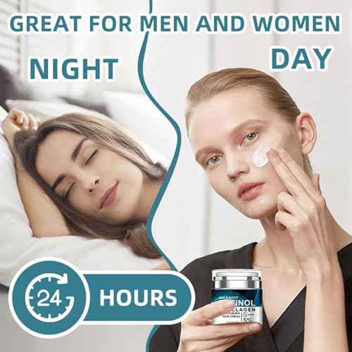 Retinol Collagen Cream for Face with 5% Hyaluronic Acid Anti-Aging Cream Anti-Wrinkle Reduce Fine Lines Lifting and Firming 24-Hour Facial Care Suitable For All Skin Types