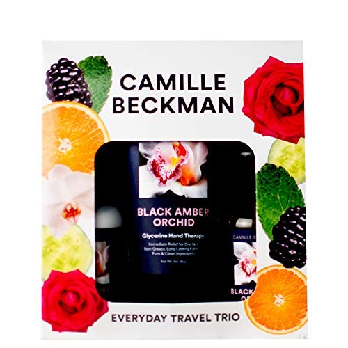 Camille Beckman Classic Collection Travel Trios, Camille, Glycerine Hand Therapy 1.35 oz, Silky Body Cream 2 oz, Hand & Shower Cleansing Gel 2 oz