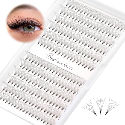 Short Stem Nature Long 10D Premade Fans Dramatic Volume Eye Lashes Extensions Thickness 0.07mm D Curl Soft and Light Weight Individual False Eyelashes Cluster (16mm)