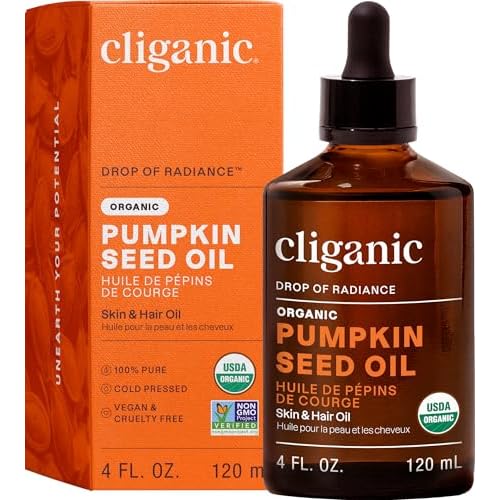 Cliganic Organic Pumpkin Seed Oil, 100% Pure - For Hair & Face | Natural Cold Pressed Unrefined