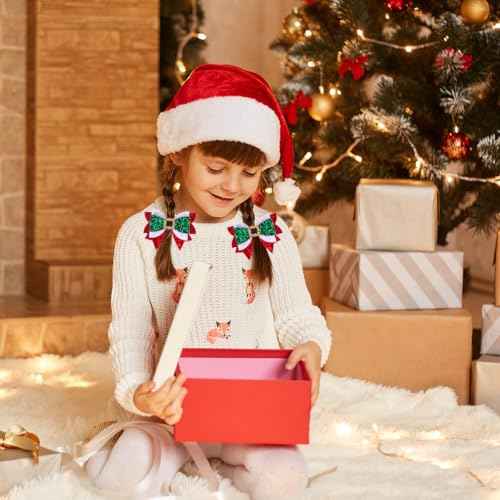 Christmas Hair Bows, Glitter Hair Clips for Girls, 3.5 Inch Red Green White Bows Alligator Hairpin Sparkly XMAS Hair Accessories Christmas Stocking Stuffers Gift for Kids Girls Teens Women