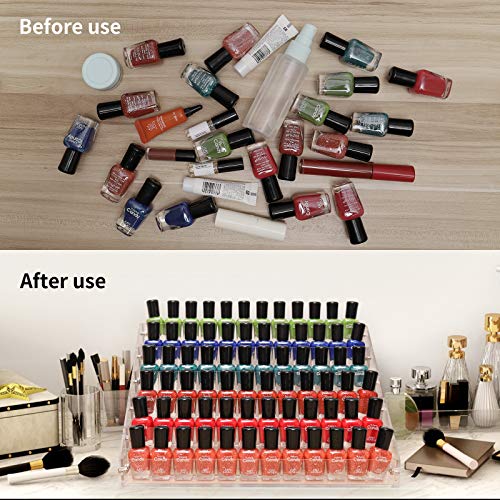 6-Tier Clear Acrylic Nail Polish Organizer Holds 56-96 Bottles