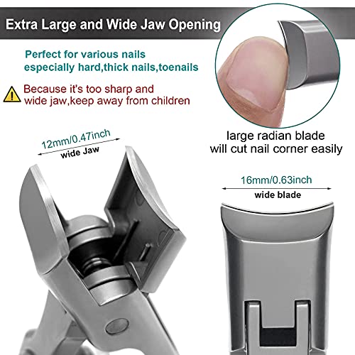Wide Jaw Opening Nail Clippers and 3pcs Long Handle Nail Clippers Combo, Large Heavy Duty for Toenail Fingernail for Men Women Adult Seniors