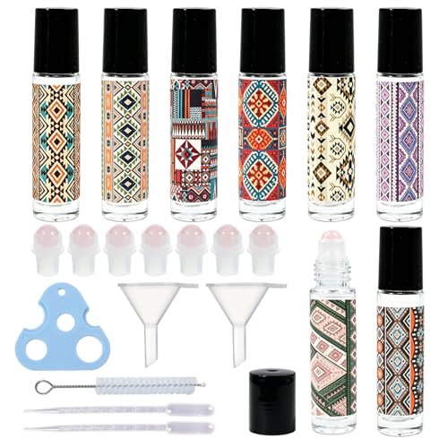 Rose Quartz Roller Ball 8-Pack 10ml Essential Oil Bottles