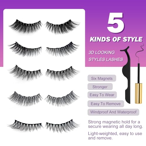 Royaomis Magnetic Eyelashes 10 Pairs with Eyeliner & Applicator