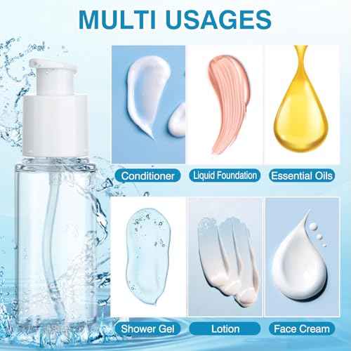 Travel Pump Bottle 2pcs Cosmetic Pump Container Refillable Clear Lotion Bottles for Cream and Pure Essential Oils to Travel and Bathroom