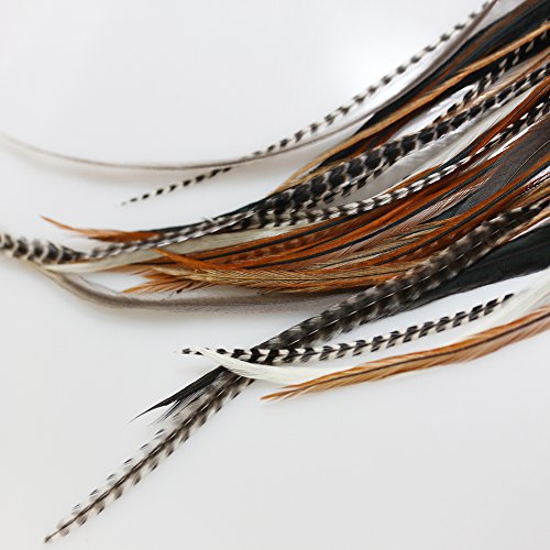 Feather Hair Extensions - 25 Loose Rooster Feathers with Micro Beads