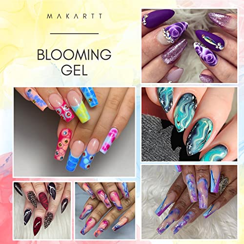 Makartt Clear Blooming Gel 15ml UV LED Soak Off Nail Art Polish Bundle With Solid Gel Builder for Nails Trial Kit Nail Extension UV Nail Glue for Acrylic Nails Rhinestones Gel