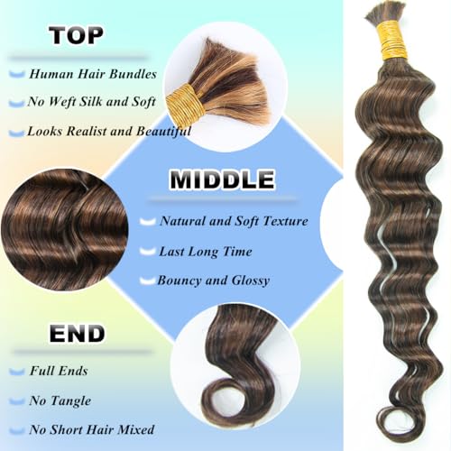 Bulk Human Hair for Braiding - 50g Loose Deep Wave, #4/30