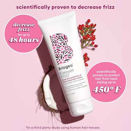 Briogeo Farewell Frizz Blow Dry Perfection & Heat Protectant Cr?me, Anti Frizz Hair Cream with Argan Oil for Styling, Silicone-free, Heat Protectant, Smooths Hair, Vegan, Cruelty-Free