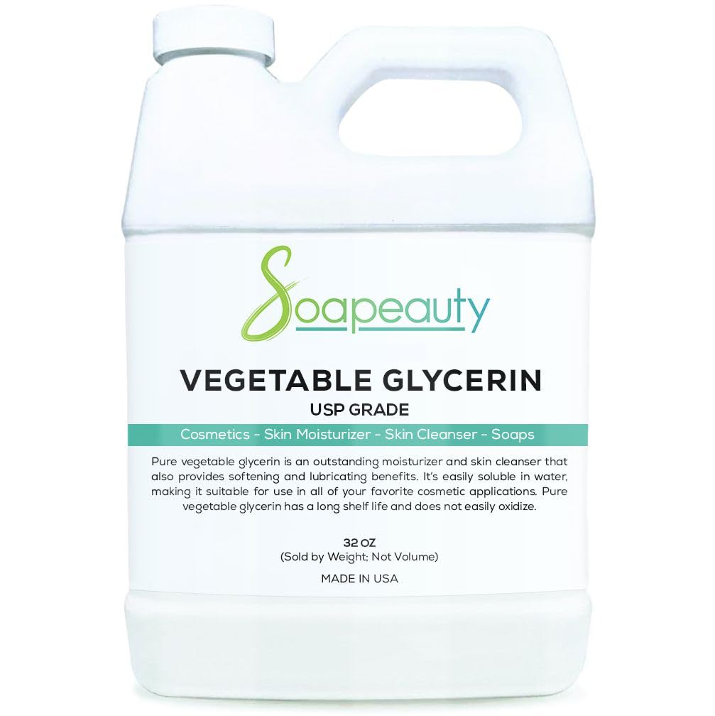 VEGETABLE GLYCERIN Organic USP Grade Non-GMO Natural | Cosmetic Products, Skin, Hair Care, Soap Making, Household Uses | Soapeauty | 32 oz