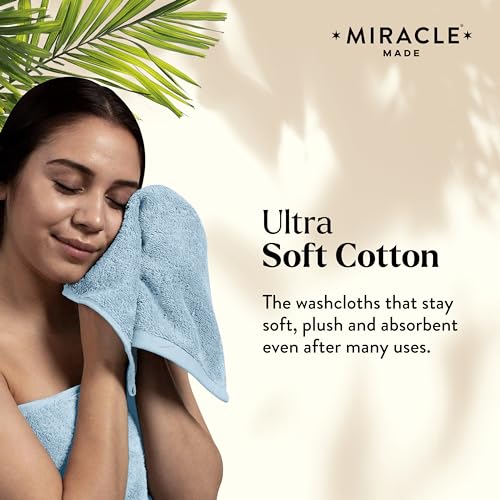 Miracle Made Soft Face Towel, Long-Staple Silver-Treated Cotton Fabric ? Fade Resistant, Highly Absorbent, Quick-Drying Wash Cloth, Sky Blue