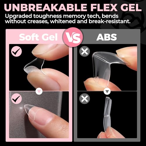 UNA GELLA Short Almond Gel Nail Tips Half Cover A0-Short Almond
