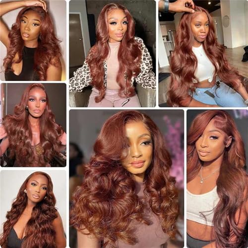 Reddish Brown Body Wave Human Hair Bundle - 34 Inch 8A Remy