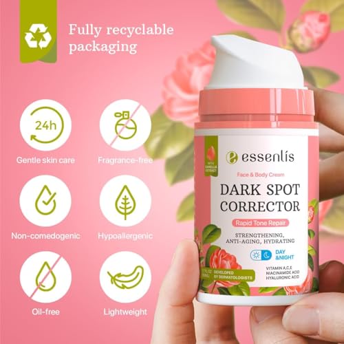 ESSENLIS Dark Spot Remover for Face, Body, Underarms, Armpit, Knees, Elbows, Sensitive Area, Promotes Anti-Aging Effect, Dark Spot Corrector for Women and Men