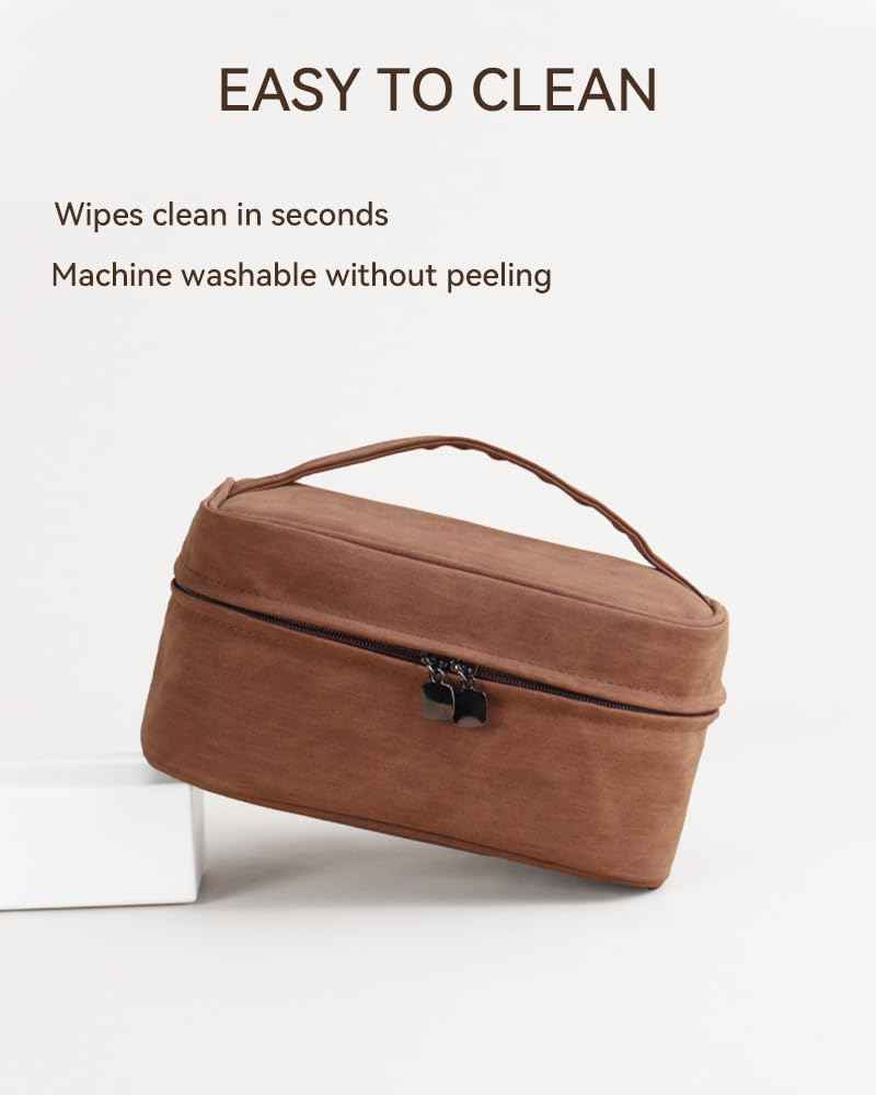 Hemompito Cosmetic Bag for Women, Large Makeup Bag with Detachable Small Bag, Waterproof Makeup Pouch with Handle & Multiple Compartments, Smooth Zippers, Easy to Clean, Built to Last for Home, Travel