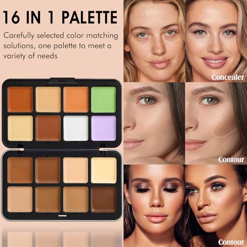 LSxia Set #06 Contour + Concealer Makeup Palette 16 Colors All-in-One Face Kit