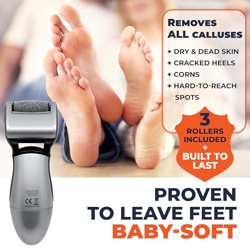 Own Harmony Electric Callus Remover - Rechargeable Foot File with 3 Rollers