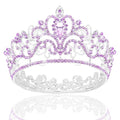 Purple Crystal Crown Tiara with Rhinestones & Clips