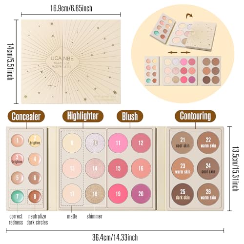 UCANBE 26-Color All-In-One Makeup Palette - Concealer, Contour, Blush & Highlighter