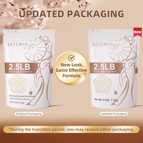 KOTAMU Hard Wax Beads, 2.5lb Waxing Beads for Full Body Bikini Brazilian Facial Leg Sensitive Skin Hair Removal, Unscented Wax Beans Target All Hair Types, Ideal for Women Men at Home & Salon Waxing