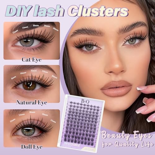 B&Qaugen Lash Clusters Kit - 108pc Wispy Natural Eyelash Extensions