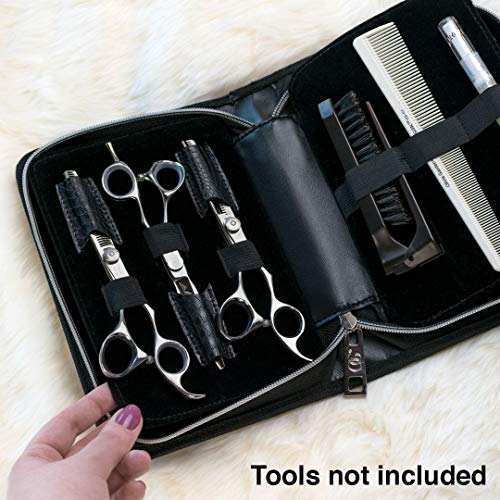 Olivia Garden Shear Case with SilkCutPRO Shears - Hair Tool Organizer for Combs, Scissors, Barber Supplies - Holds 9 Shears - Professional Hairstylist Travel Bag