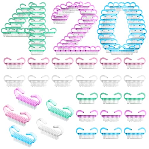 420 Pcs Handle Grip Nail Brush Bulk 5 Colors Nail Scrub Brush Pedicure Scrubbing Tool for Men and Women for Cleaner Nails and Toes