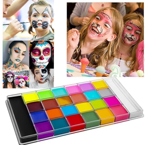 UNIFULL 22 Colors Professional Face Body Paint Kit, Face & Body Paint Kit for Halloween,including 22 Colors Face&Body Paint,10 smooth Blue Brushes,30 sheets Black White Special Effects (Set 1)