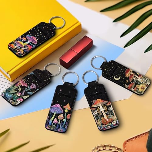 5 Pc Women's Chapstick Holder Keychain Clip Set