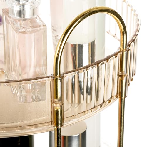 360 Rotating Makeup Organizer, 3 Tiers Plastic Bathroom Spinning Holder Rack, Round Lazy Susan Organizer, Large Capacity Countertop Shelf for Cosmetics, Perfume, Skincare, Spice, Toiletries