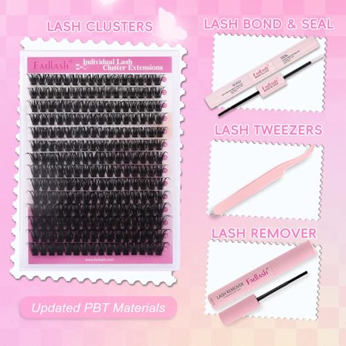 FADLASH DIY Lash Extension Kit with D Curl Cluster Lashes