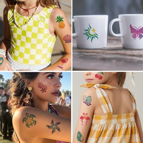 CHARLENT Glitter Temporary Tattoos - 74 Summer Party Sheets