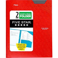 Five Star Red 2-Pocket Plastic Folder with Stay-Put Tabs & Prong Fasteners - 1 Count