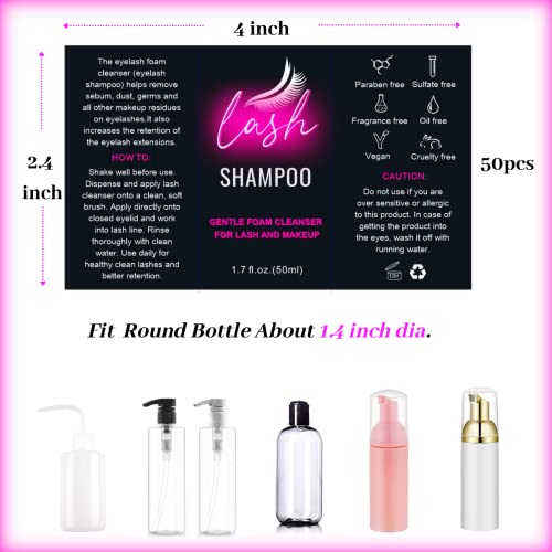Lash Extension Aftercare Shampoo Labels 50pcs Stickers