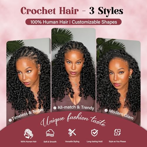 18 Inch Burmese Curly Crochet Hair Extensions - 100 Strands, Natural Black