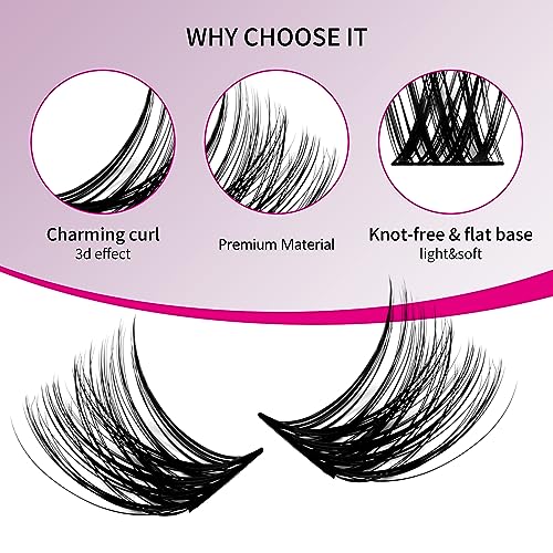Lash Clusters 96pcs 12-18mm D Curl Wispy Mixed Length Reusable