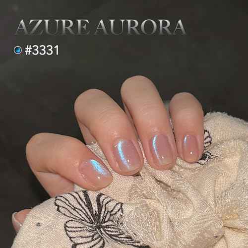 GAOY Blue Glassy Cat Eye Gel Nail Polish, 16ml Holographic Glitter Jelly Nail Polish with Magnet, Reflective Translucent UV Gel for Manicure Art DIY, 3331 Azure Aurora