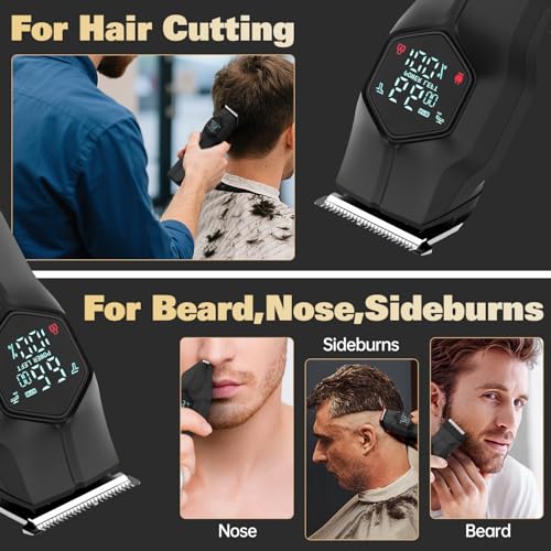 Lecroooi Waterproof Cordless Beard Trimmer for Men, Hair & Nose Grooming Kit