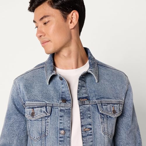 Men's Regular-Fit Heavyweight Denim Jacket with Patch Pockets